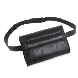 Ādas Jostas Soma, 12x18x4 cm, Melna Ādas jostas soma, 12x18x4 cm, melna