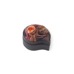 Ādas Kastīte ar Dzintaru, Melna, 6x7 cm