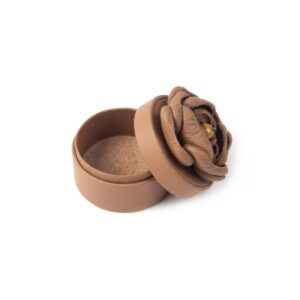 Ādas kastīte ar ziedu, ⌀ 5 cm, brūna