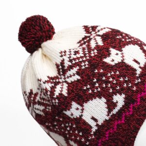 Adīta vilnas cepure bērniem, sarkana ar kaķīšiem