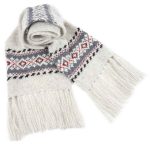 Adīta Vilnas Šalle ar Daudzkrāsu Rakstu, Balta