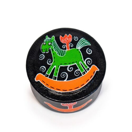 Apaļa Ādas kastīte ar Šūpuļzirdziņu, ⌀ 6 cm