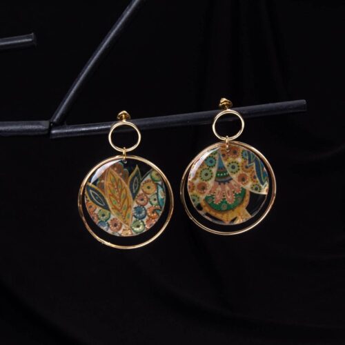 Apaļi papīra auskari ar ietvaru, krāsaini