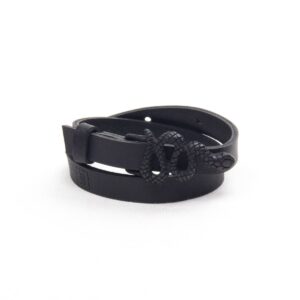 Dabīgās Ādas rokassprādze ar melnu Čūsku