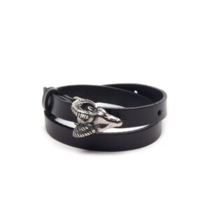 Dabīgās Ādas rokassprādze ar sudraba krāsas aunu