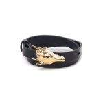 Dabīgās Ādas Rokassprādze ar Zelta Krāsas Vilku