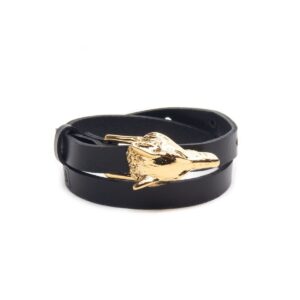 Dabīgās Ādas Rokassprādze ar Zelta Krāsas Vilku Dabīgās Ādas rokassprādze ar zelta krāsas vilku