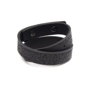 Dubultā Ādas Rokassprādze Ar Lielvārdes Jostas Rakstu, Pelēka Dubultā Ādas rokassprādze ar lielvārdes jostas rakstu, pelēka