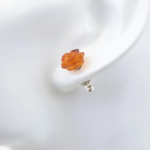 Dzintara auskari “roze"