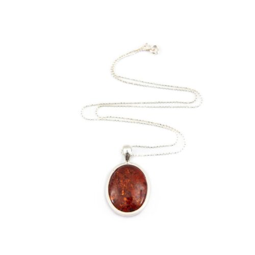 Dzintara kulons ar sudraba Ķēdīti