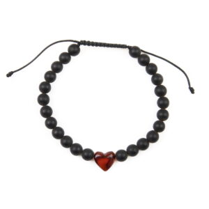 Dzintara rokassprādze ar sirdi, maināms izmērs