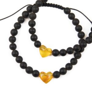 Dzintara rokassprādze ar sirdi, maināms izmērs