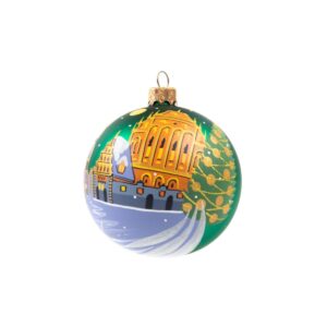 Eglīšu Bumba “Rīga – Rātslaukums”, Ø 8 cm, Zaļa Eglīšu bumba “rīga - rātslaukums”, Ø 8 cm, zaļa