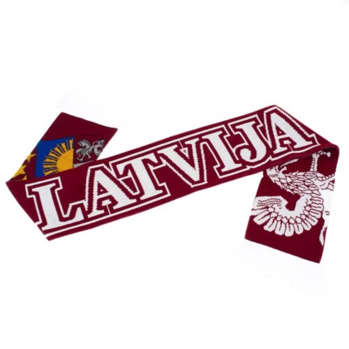 Hokeja fanu Šalle latvija ar Ģerboni un karogu, bordo