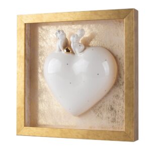 Ierāmēts keramikas sienas dekors “mīlestības pilna sirds”, 20x20 cm