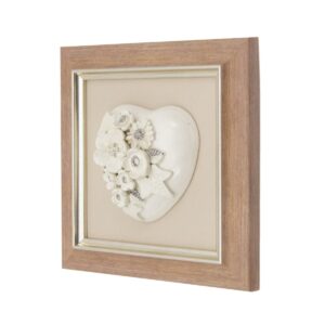 Ierāmēts Keramikas Sienas Dekors “Ziedu Pilna Sirds”, 16×16 cm Ierāmēts keramikas sienas dekors “ziedu pilna sirds”, 16x16 cm