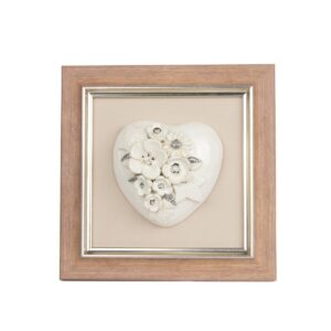 Ierāmēts keramikas sienas dekors “ziedu pilna sirds”, 16x16 cm