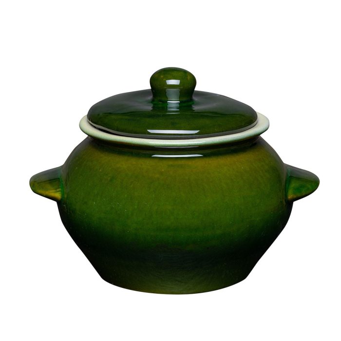 Karstumizturīgs keramikas podiņš ar vāku, zaļš, 0.5 l