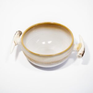 Keramikas bļoda ar raga rokturiem, bēša, ⌀ 19 cm