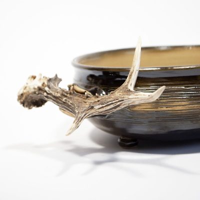 Keramikas Bļoda ar Raga Rokturiem, Brūna, ⌀ 22 cm Keramikas bļoda ar raga rokturiem, brūna, ⌀ 22 cm