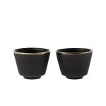 Keramikas Espresso Krūzīšu Komplekts, Matēti Melns ar Zelta Maliņu, 100 ml