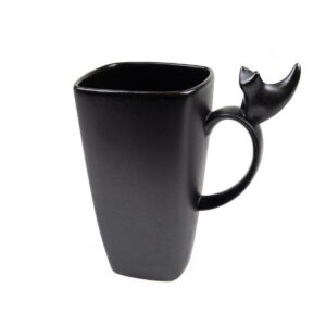 Keramikas krūze ar kaķi, melna, 600 ml