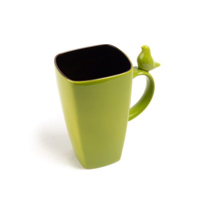Keramikas Krūze ar Putniņu, Gaiši Zaļa, 600 ml Keramikas krūze ar putniņu, gaiši zaļa, 600 ml