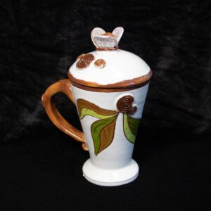 Keramikas Krūze ar Vāciņu, Putnu Tematika, Balta, 250 ml Keramikas krūze ar vāciņu, putnu tematika, balta, 250 ml