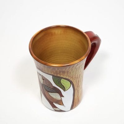 Keramikas krūze, putnu tematika, brūna, 300 ml