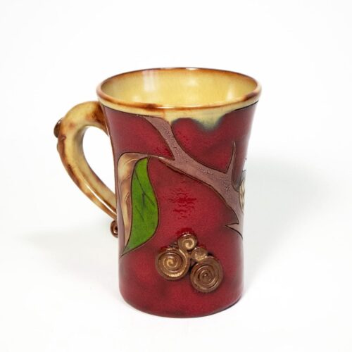 Keramikas krūze, putnu tematika, sarkana, 300 ml