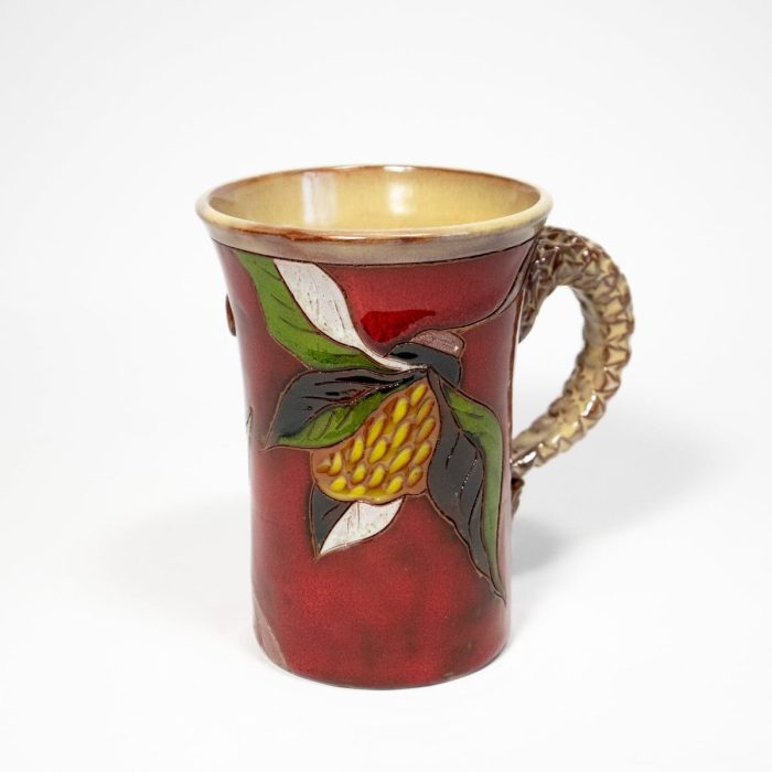 Keramikas krūze, ziedu tematika, sarkana, 300 ml