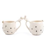 Keramikas Krūžu Komplekts ar Melniem Punktiņiem “Skūpsts”, 200 ml