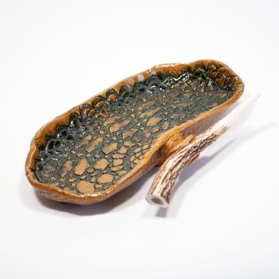 Keramikas paplāte ar raga rokturi, brūna, 26x12 cm