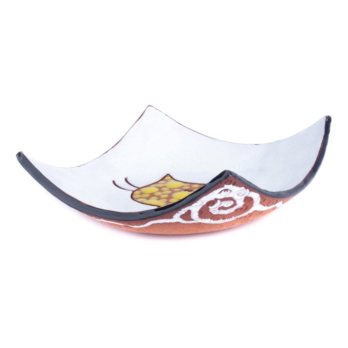 Keramikas Šķīvītis ar kaķi, balts, 18×18 cm