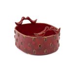 Keramikas Trauks ar Kafijas Pupiņām un Putniem, Sarkans, 20×16 cm