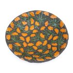 Keramikas Trauks ar Oranžiem Ziediem, Pelēcīgi Melns, ⌀28 cm