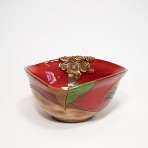 Keramikas trauks ar putnu, sarkans, 15 cm