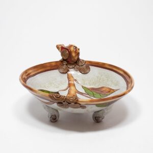 Keramikas trauks ar putnu un Ābeles zaru, bēšs, ⌀ 20 cm