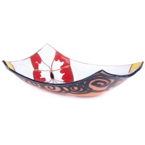 Keramikas trauks ar taureņiem, balts, 13×23 cm