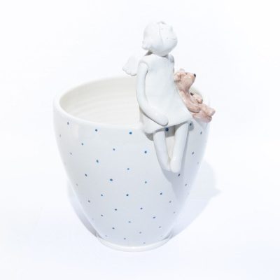 Keramikas trauks "eņģelis ar lācīti", ⌀ 15.5 cm