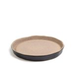 Keramikas Uzkodu Šķīvis, Melns ar Bēšu Iekšpusi, ⌀17 cm