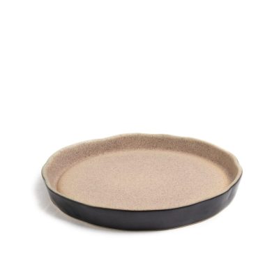 Keramikas uzkodu Šķīvis, melns ar bēšu iekšpusi, ⌀17 cm