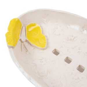 Keramikas ziepju trauks ar tauriņu, bēšs, 11×16 cm