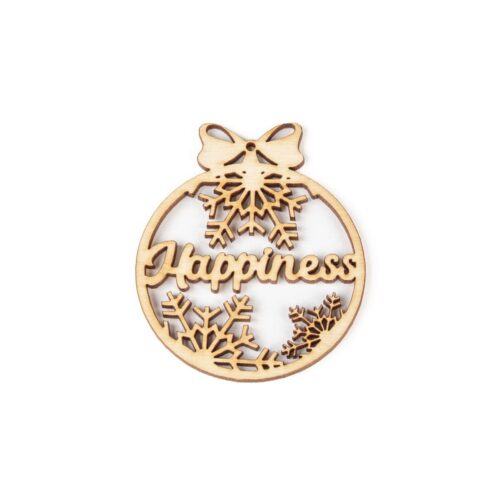 Koka eglīšu rotājums "happiness", Ø 6.8 cm