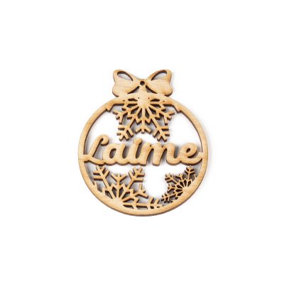 Koka eglīšu rotājums "laime", Ø 6.8 cm