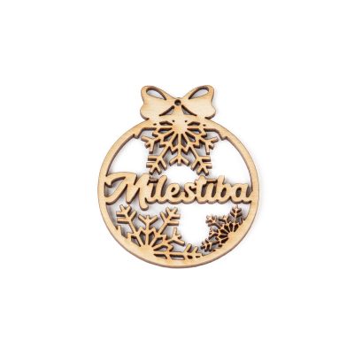 Koka eglīšu rotājums "mīlestība", Ø 6.8 cm