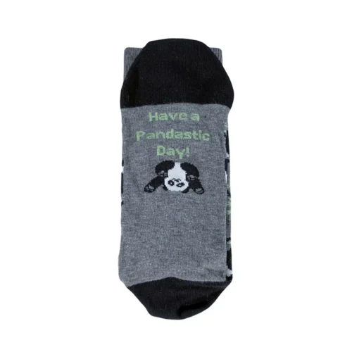 Kokvilnas zeķes "have a pandastic day", pelēkas