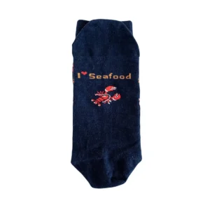 Kokvilnas zeķes "i love seafood", jūras zilas