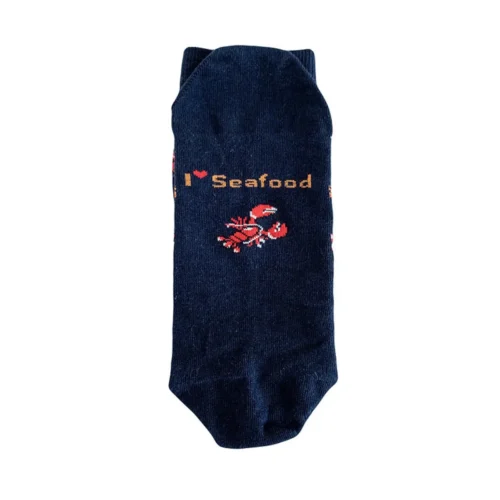 Kokvilnas zeķes "i love seafood", jūras zilas