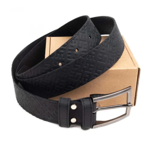 Ādas josta ar ugunskrusta rakstu, melna